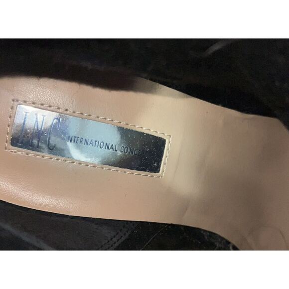 INC Floriann Ankle 8.5 Booties Black Sparkle Silver Star Chunky Clear Heel - Picture 11 of 11